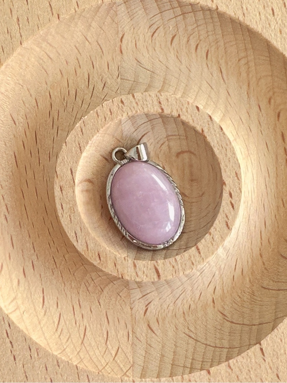 Pink Crystal Pendant Natural Stone Oval Cabochon Handmade Charm Reiki Jewelry